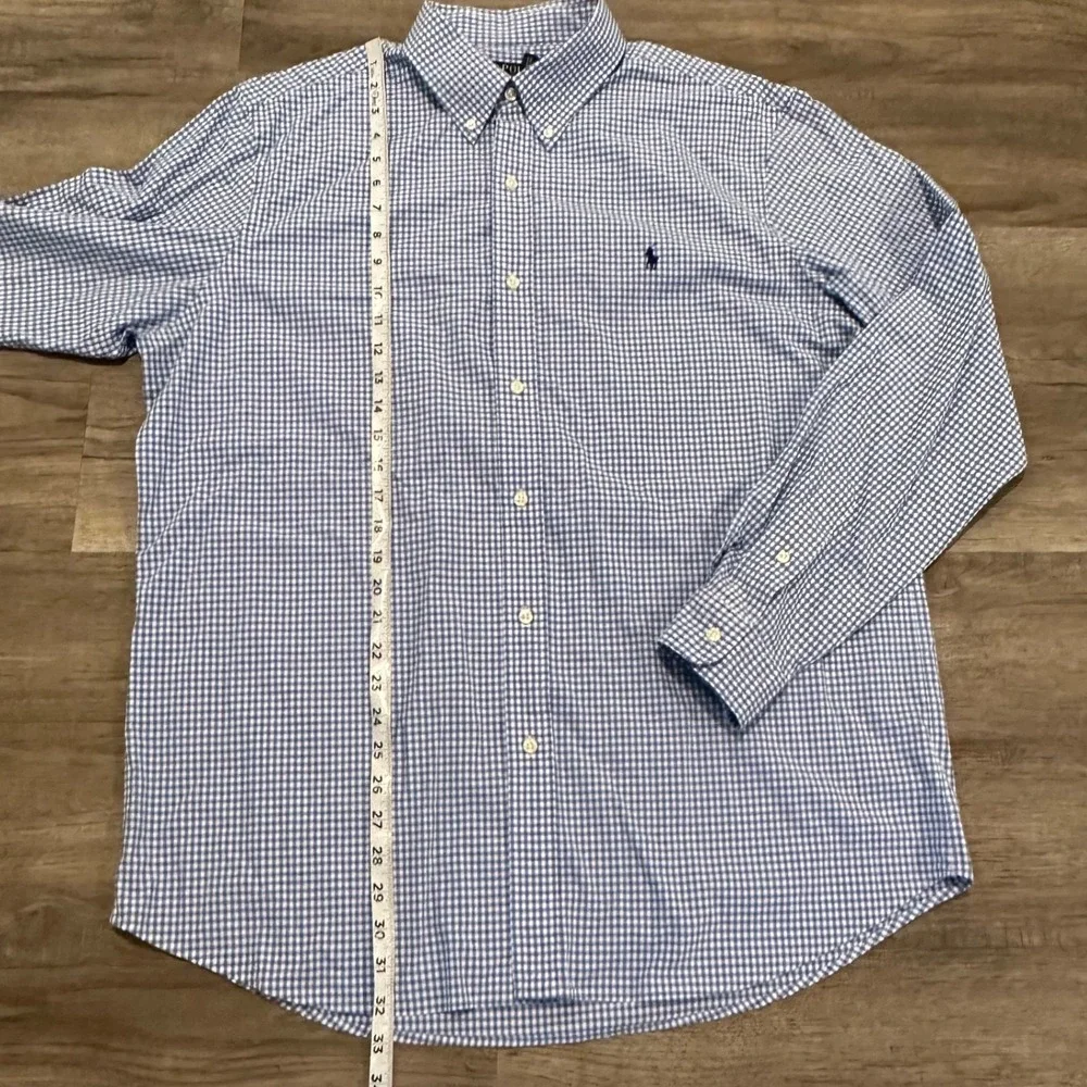 Polo Ralph Lauren Mens XL Classic Fit Gingham Button Down Shirt Blue White Pony